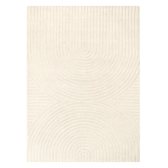Stačiakampis kilimas „Isla“, 160 x 230 cm, su lankeliais, tuftuotas, vilnonis, kreminės spalvos