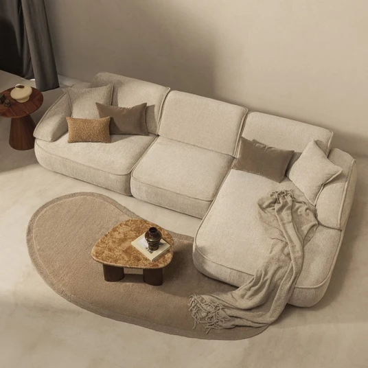 „Tsuki“ vilnonis kilimas, 165x330 cm, tuftuotas, rusvai pilkos spalvos, taupe, organiškos formos