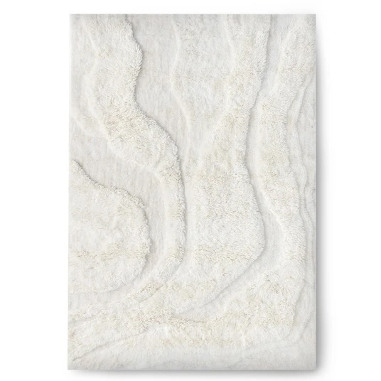 Stačiakampis kilimas „Nokori“, 160x230 cm, tuftuotas, vilnonis, kreminės spalvos, su bangomis