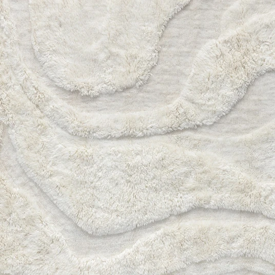 Stačiakampis kilimas „Nokori“, 160x230 cm, tuftuotas, vilnonis, kreminės spalvos, su bangomis