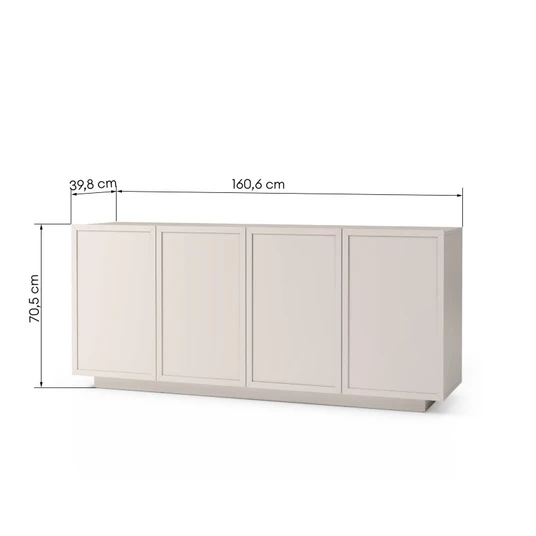 Keturių durelių komoda „Noka“, 160 cm, kašmyro spalvos, plokščia