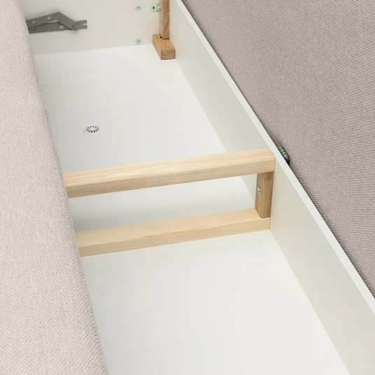 „Notti“ sofa su miego funkcija ir daiktų laikymo dėže, smėlio-pilkos spalvos