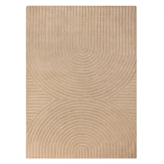 Stačiakampis kilimas „Isla“, 190 x 290 cm, su lankeliais, tuftuotas, vilnonis, tamsiai smėlio spalvos