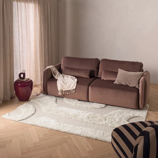 Stačiakampis kilimas „Rei“, 160 x 230 cm, vilnonis, taftuotas, kreminės spalvos