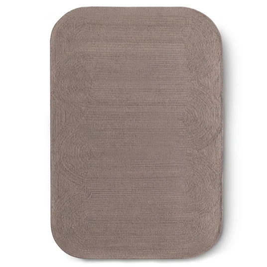 Stačiakampis kilimas „Alva“, 190 x 290 cm, tuftuotas, vilnonis, rudos-pilkos spalvos, taupe, suapvalintais kampais