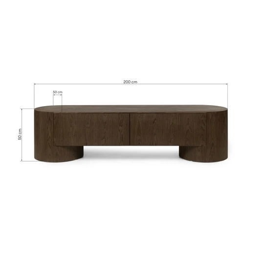 „Aspen“ televizoriaus spintelė su stalčiais, 200 cm, tamsus riešutas