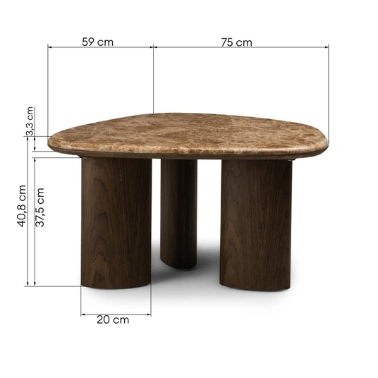 Kavos staliukas „Essence“ 75 cm, tamsus riešutas/marmuras