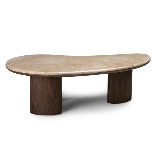 Kavos staliukas „Essence“ 110 cm, tamsus riešutas/marmuras