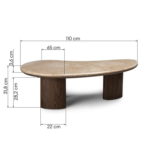 Kavos staliukas „Essence“ 110 cm, tamsus riešutas/marmuras