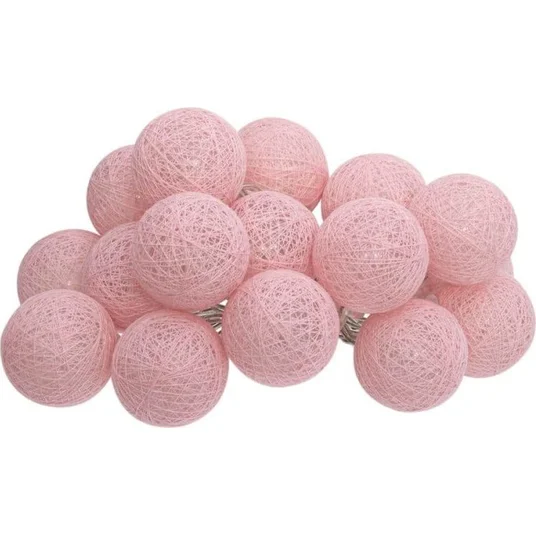 „Atmosphera“ eglutės lemputės „Girlanda LED cotton balls“, 16 lempučių, 240 cm, rožinė spalva