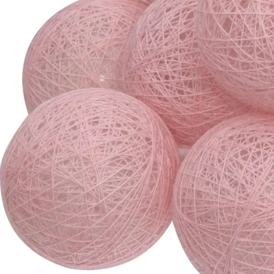 „Atmosphera“ eglutės lemputės „Girlanda LED cotton balls“, 16 lempučių, 240 cm, rožinė spalva