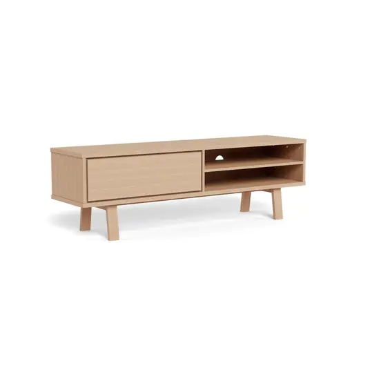 Lamberth TV unit, Top oak veneer white pigm, Base oak white pigmented, 160x40x50 cm