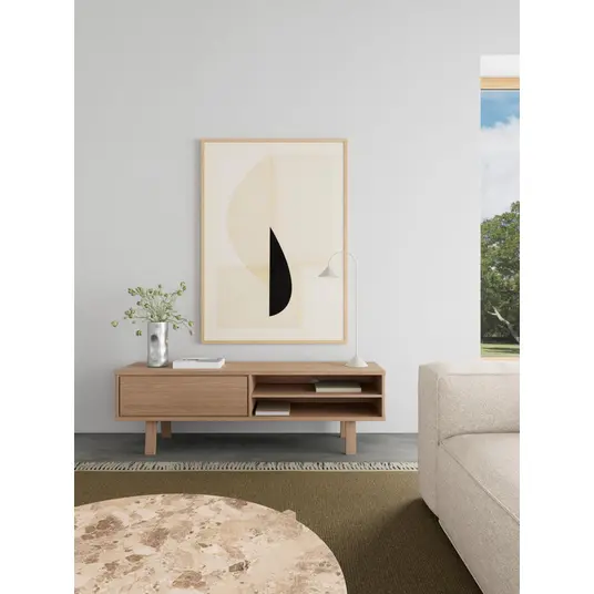 Lamberth TV unit, Top oak veneer white pigm, Base oak white pigmented, 160x40x50 cm