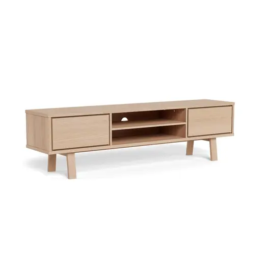 Lamberth TV unit, Top oak veneer white pigm, Base oak white pigmented, 180x40x50 cm