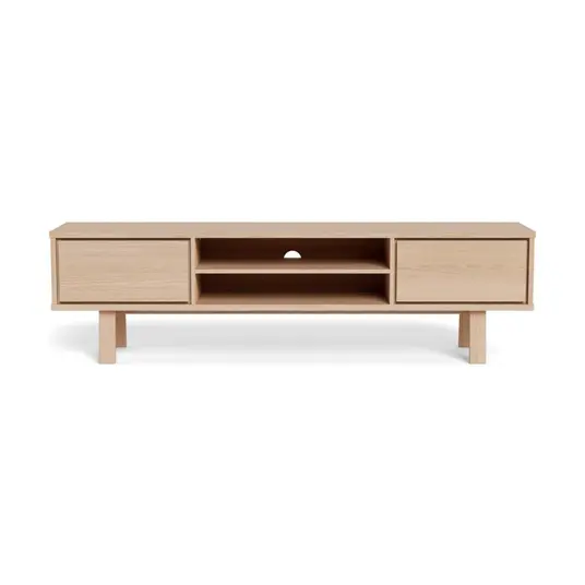 Lamberth TV unit, Top oak veneer white pigm, Base oak white pigmented, 180x40x50 cm