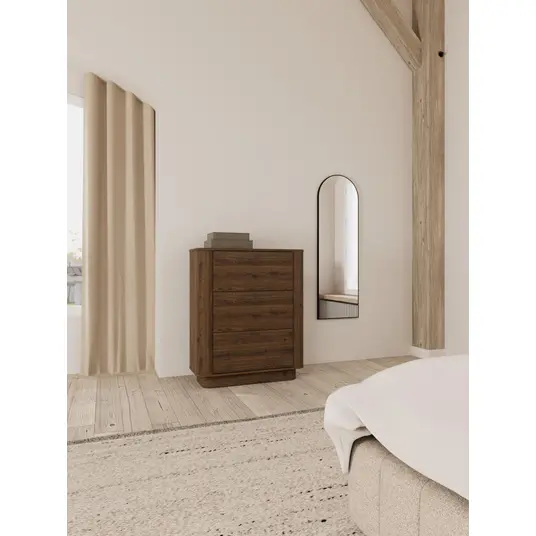 Atmore chest of drawers, Frame melamine smoked oak, Base melamine smoked oak, 90x40x107 cm