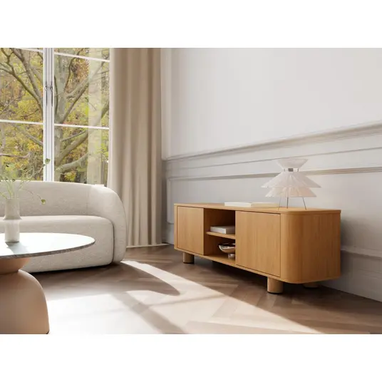 Atmore TV unit, Top melamine oak, Base steel oak foil, 160x40x50 cm