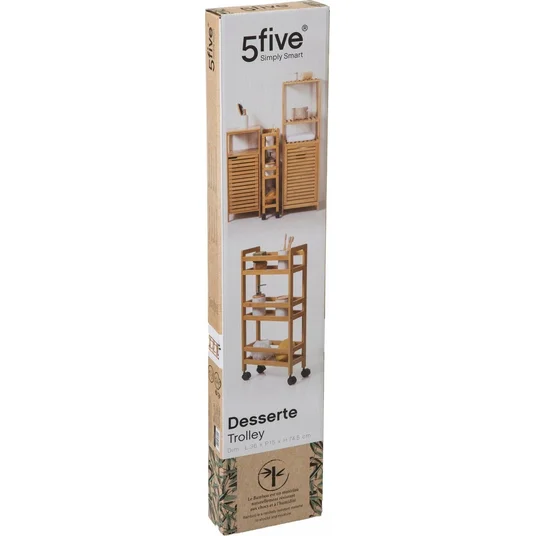 5five Vannitoa riiul ratastel, 3 riiulit, bambus