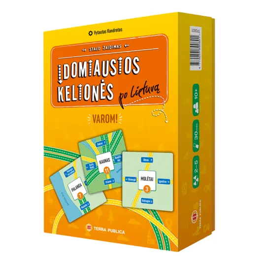 Stalo žaidimas „Įdomiausios kelionės po Lietuvą. Varom!“