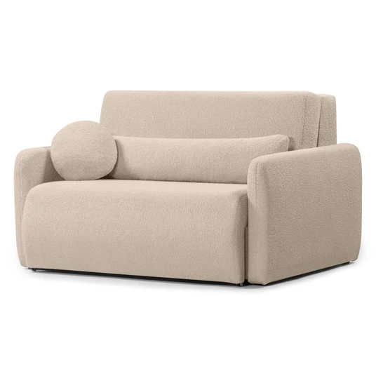 „Diosa“ dvivietė išskleidžiama sofa su daiktų laikymo dėže, šviesiai smėlio spalvos, bouclé
