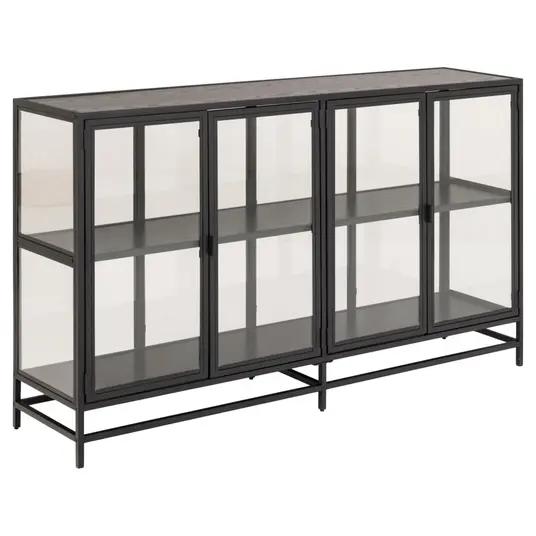 Seaford display cabinet, Top melamine black ash , Base steel matt black, 152.4x35x86.4 cm