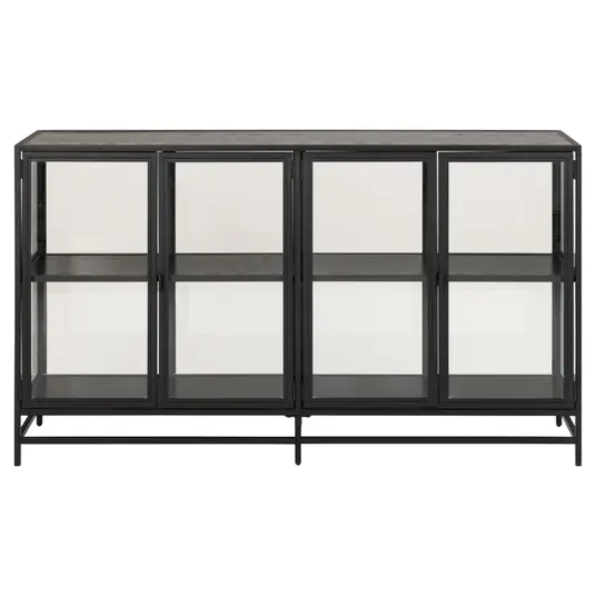 Seaford display cabinet, Top melamine black ash , Base steel matt black, 152.4x35x86.4 cm