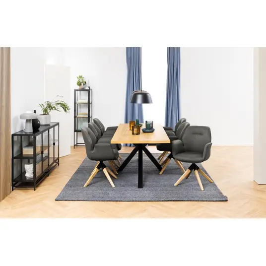 Seaford display cabinet, Top melamine black ash , Base steel matt black, 152.4x35x86.4 cm