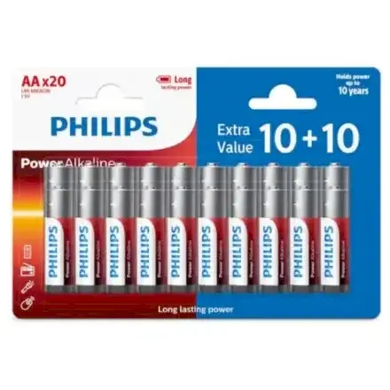 Philips AA LR6 baterijas, 20 gab