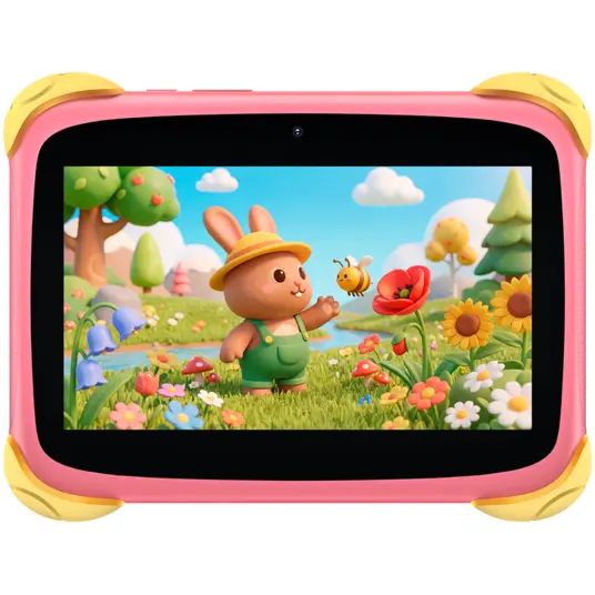 Blackview Link 1 Kids Mini WiFi6 7-inch 1024x600 HD+ 60Hz RK3562 2.0Hz 3GB+32GB 3000mAh Cam 2MP 5MP Stylus glass protector Handle Stand design Android 16 Sweet Pink