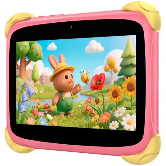 Blackview Link 1 Kids Mini WiFi6 7-inch 1024x600 HD+ 60Hz RK3562 2.0Hz 3GB+32GB 3000mAh Cam 2MP 5MP Stylus glass protector Handle Stand design Android 16 Sweet Pink