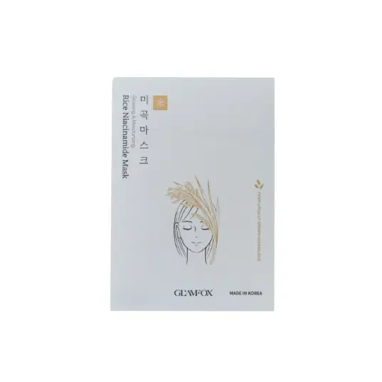 Glamfox, Rice Niacinamide, Glow Moisturising, Sheet Mask, For Face, 23 ml