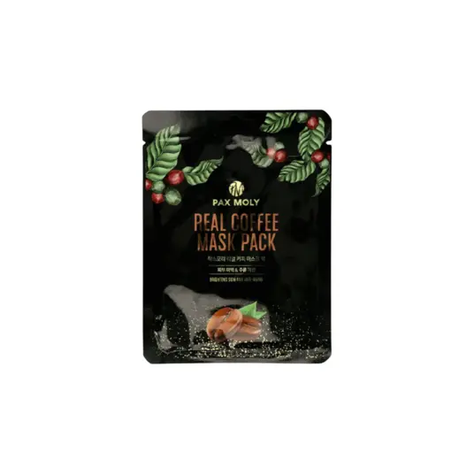 PaxMoly, Real Coffee, Hydration & Elasticity, Sheet Mask, For Face, 25 ml