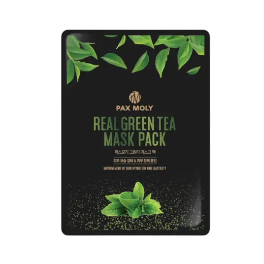 PaxMoly, Real Green Tea, Hydration & Elasticity, Sheet Mask, For Face, 25 ml