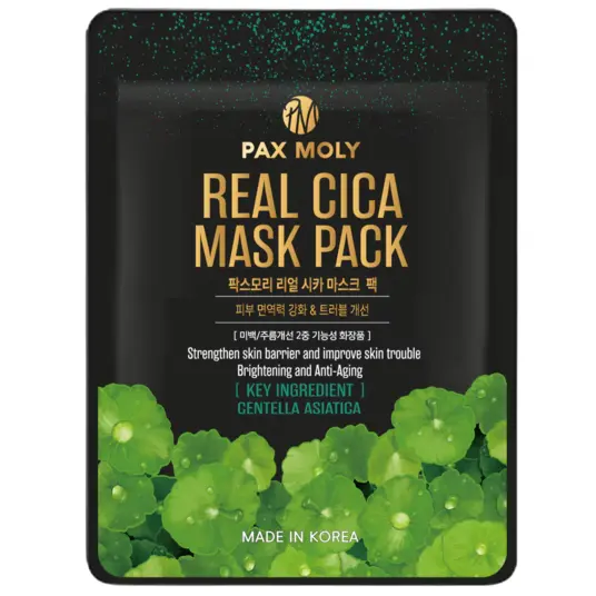 PaxMoly, Real Cica, Soothing & Brightening, Sheet Mask, Face, Day & Night, 25 ml