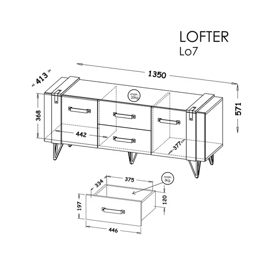 TV stovas LOFTER LO7, millennium betonas