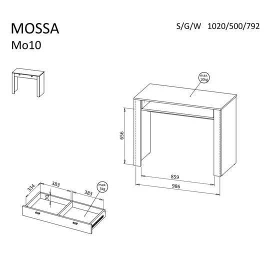 Rašomasis stalas MOSSA MO10, viskio ąžuolas