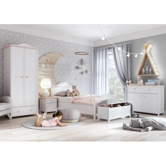 Naktinis staliukas LUNA LN7BR, balta/rožinė