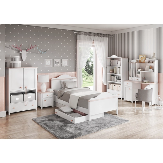 Naktinis staliukas LUNA LN7BR, balta/rožinė