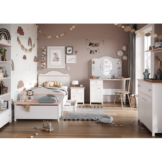 Naktinis staliukas LUNA LN7BR, balta/rožinė
