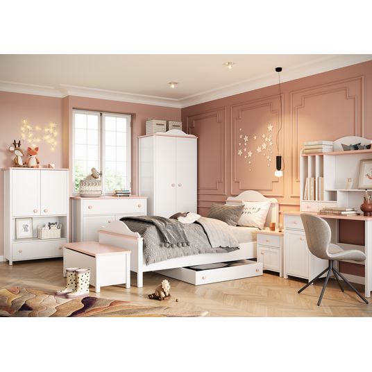 Naktinis staliukas LUNA LN7BR, balta/rožinė