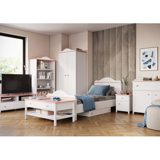 Naktinis staliukas LUNA LN7BR, balta/rožinė