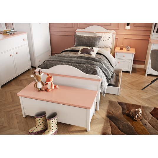 Naktinis staliukas LUNA LN7BR, balta/rožinė