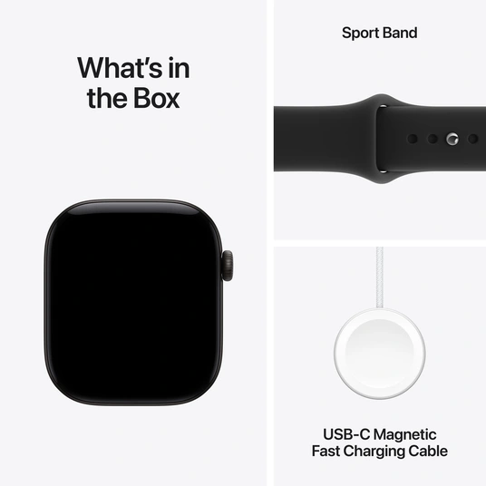 Nutikell Apple Watch Series 12 GPS 42mm Black Aluminium Case with Black Sport Band - S/M MJEA4ET/A