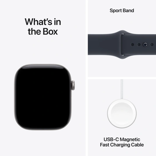 Nutikell Apple Watch Series 12 GPS 46mm Space Grey Aluminium Case with Navy Blue Sport Band - M/L MJEJ4ET/A