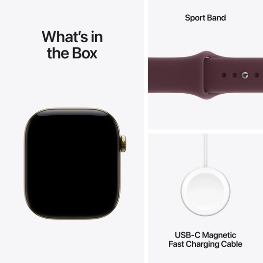 Išmanusis laikrodis Apple Watch Series 12 GPS + Cellular 46mm Radiant Gold Titanium Case with Burgundy Sport Band - M/L MJGT4ET/A