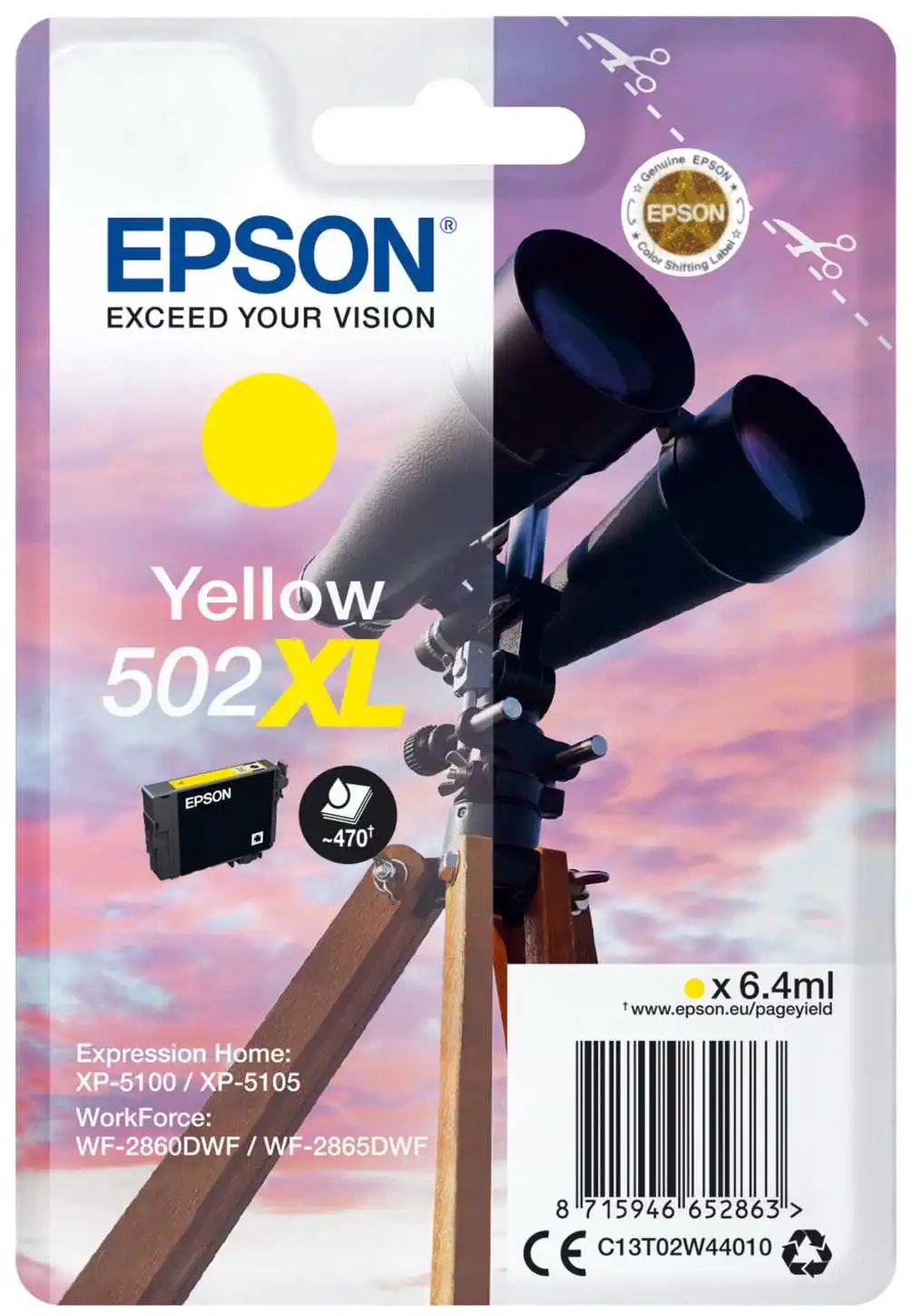 Epson C13T02W44010 502XL Dzeltenā krāsā