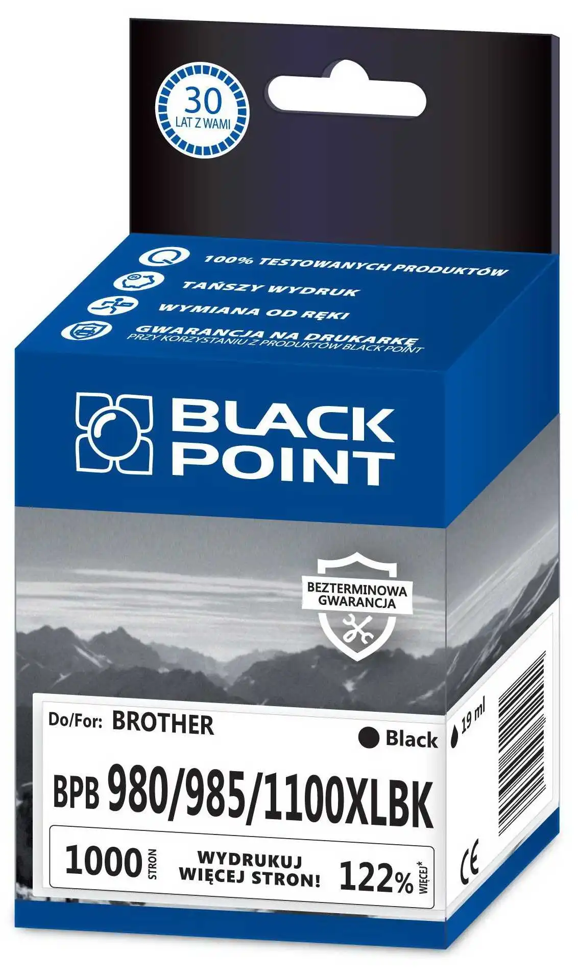BLACK POINT BPB980/985/1100XLBK Melna Brother LC-980/985/1100BK