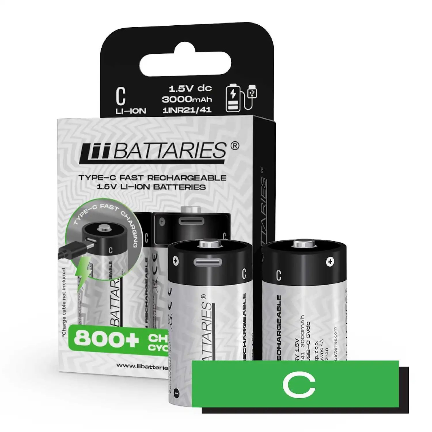 Liibattaries USB-C uzlādējamas litija jonu akumulators