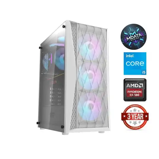 i5-14400F 64GB 1TB SSD RX580 Windows 11 White Nemokamas lizingas