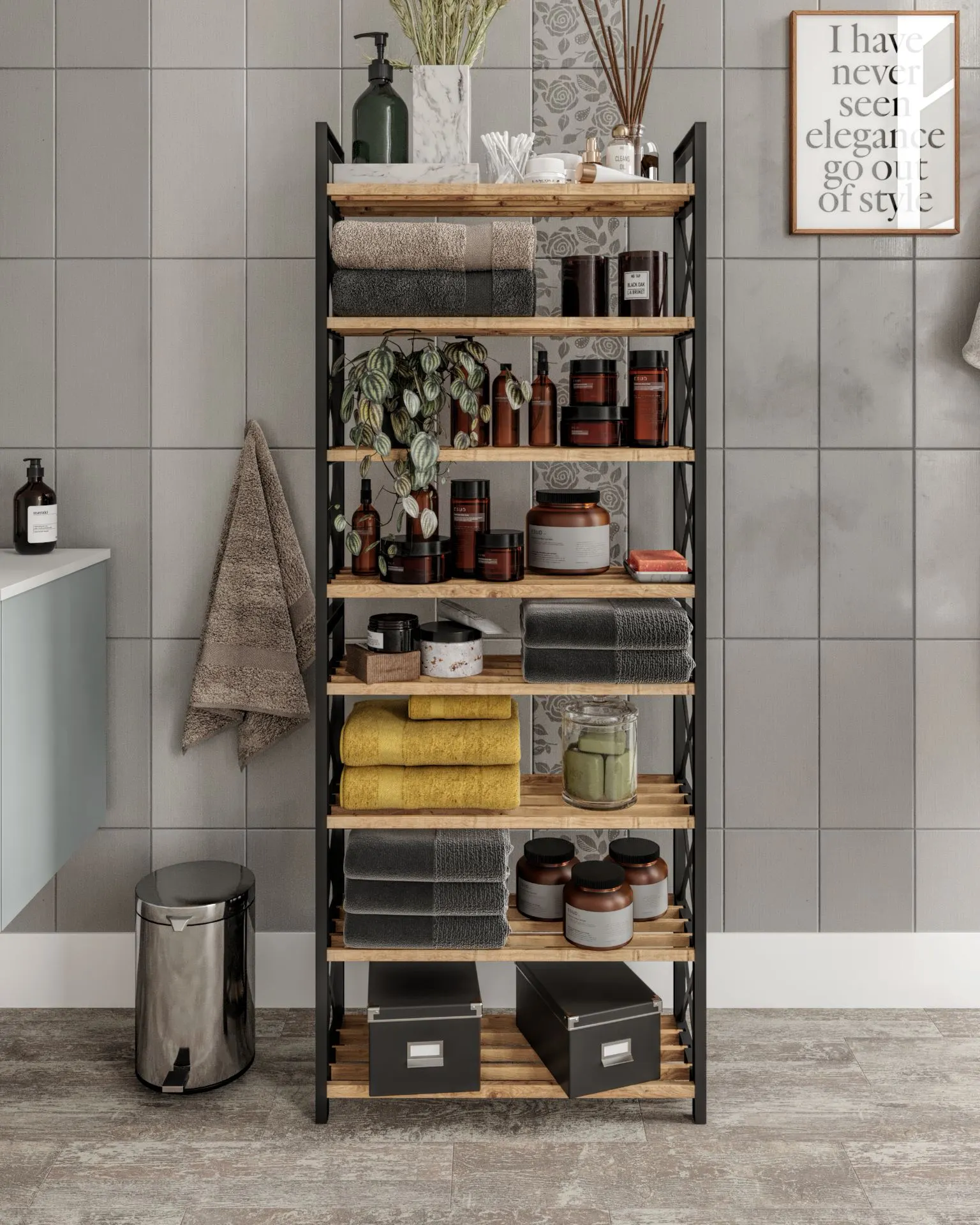 Daudzfunkcionāls plaukts, Hanah Home, melns, 46